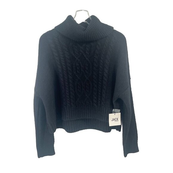 BB Dakota Sweaters - Jack by BB Dakota Black Cropped Cable Knit Turtle Neck Sweater Sz Small NWT